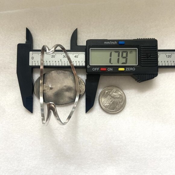 VTG Sterling Silver 925 Southwest Oval Crushed Turquoise Coral Cuff Bracelet - Picture 16 of 16